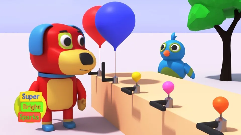 Colorful Balloon Surprise! Dog Meets a Curious Bird